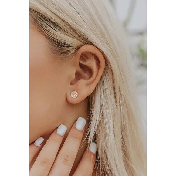 Kendra Scott Dira Coin Stud Earrings Women's Rose Gold Plated Abalone Shell NWT - Picture 2 of 8